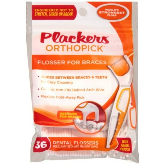 Plackers Orthopick Dental Floss Picks for Braces (Pack of 12)