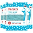 thumbnail image 1 of Plackers Twin-Line Dental Floss Picks, Cool Mint, 150 Count (Pack of 4), 1 of 6