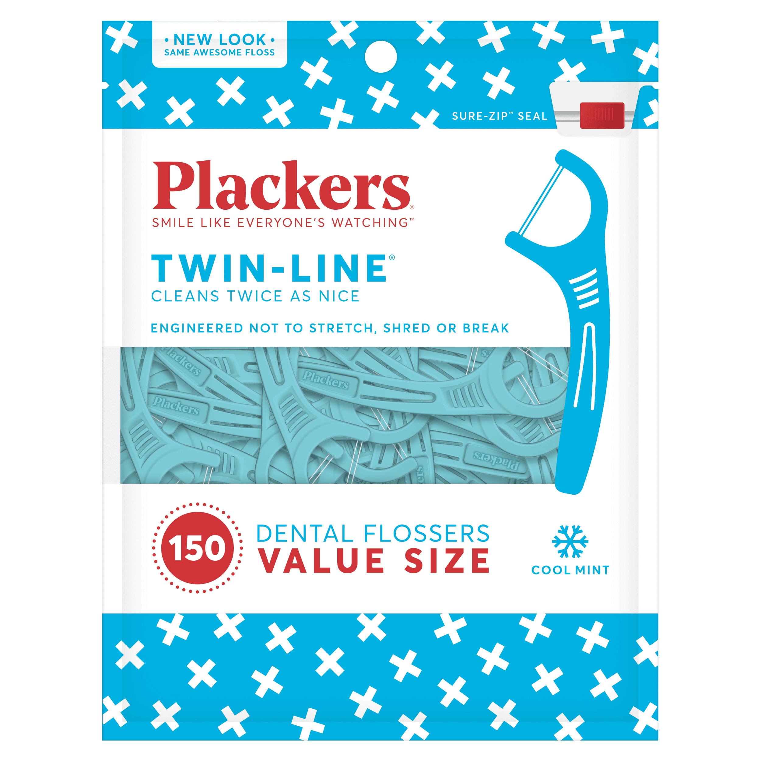 Plackers Twinline Cool Mint Dental Floss Picks - 150 Count