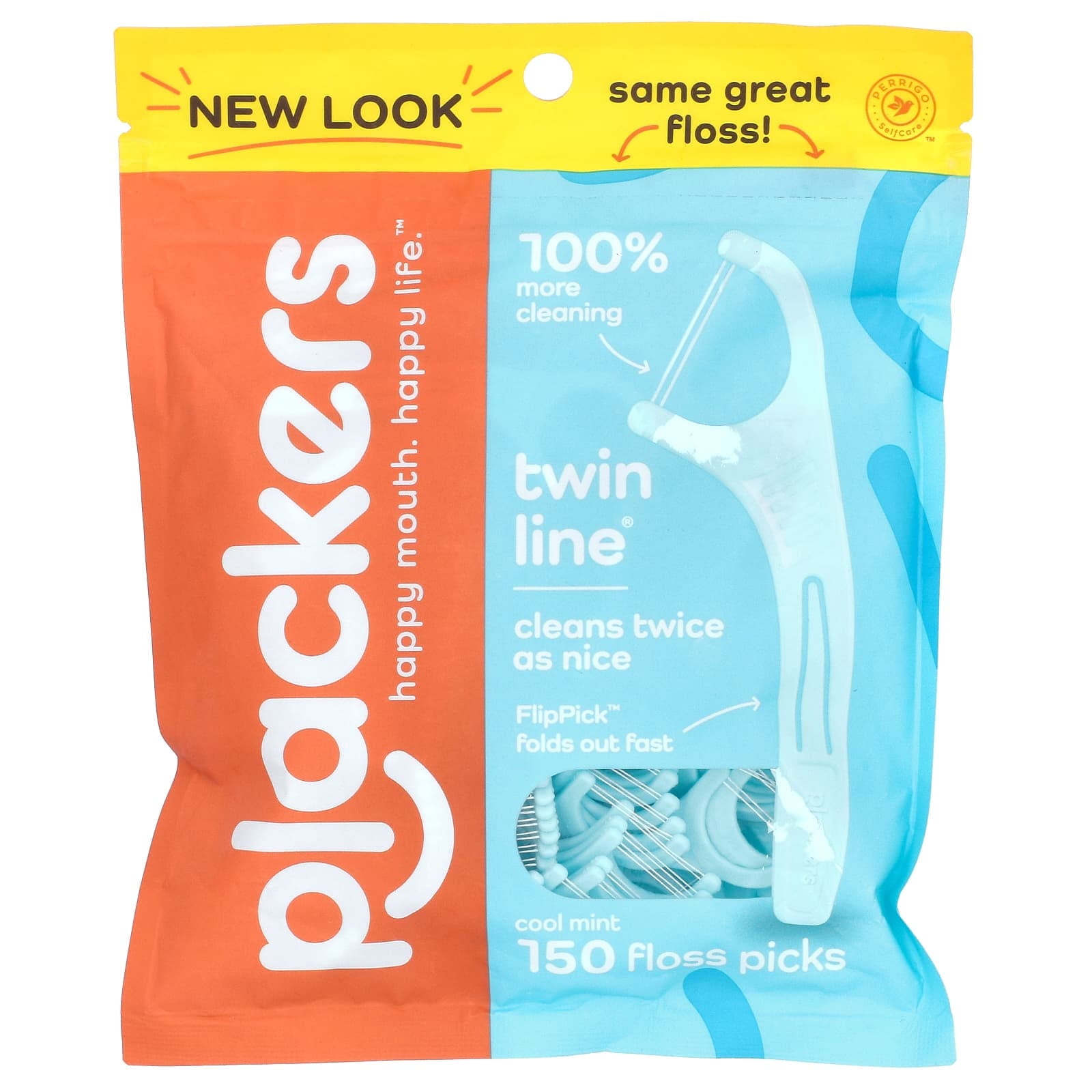 Plackers, Twin-Line, Floss Picks, Cool Mint, 150 Count Pack of 2