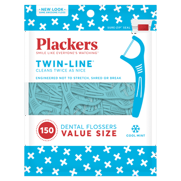 Plackers Twinline Cool Mint Dental Floss Picks - 150 Count