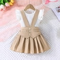 thumbnail image 1 of Placlothes 2-Piece Skirt and Cute Tops Outfits for Little Girls and Big Girls Summer Fall Cotton Solid Khaki Birthday Sets Kids Size 6 T, 1 of 9
