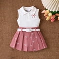 thumbnail image 1 of Placlothes Adorable Floral Cotton Two Piece Set for Little Girls Cute Tank Tops and Skirt Outfits with Bow Summer Fall Birthday Kids Pink Size 2T, 1 of 9