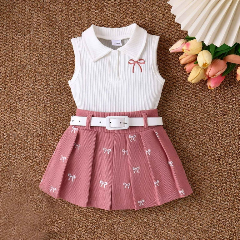 Placlothes Adorable Floral Cotton Two Piece Set for Little Girls