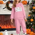 thumbnail image 1 of Placlothes Girls' Cute Cartoon Ghost 2-Piece Polyester Tracksuit Set - Hoodie & Jogger Pants, Pink, Sizes 100-160,Size 3 T, 1 of 3