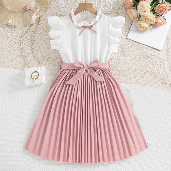 Placlothes Girls Dressy Two Piece Outfits Skirt Sets for Big Girls Size 10 T Pink Cotton Summer Fall Birthday Kids Clothing