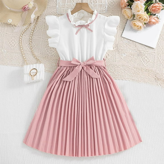 Placlothes Girls Dressy Two Piece Outfits Skirt Sets for Big Girls Size 9 T Pink Cotton Summer Fall Birthday Kids Clothing
