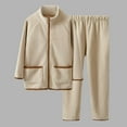 thumbnail image 1 of Placlothes Girls Fleece 2-Piece Set (Jacket + Pants) - 4-14 Years, Sizes 110-170, Warm Fall Winter Outfit with Raglan Sleeve & Elastic Waist, Coffee,Size 3 T, 1 of 6