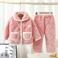 thumbnail image 1 of Placlothes Girls' Pink Quilted Fleece Outfit Set - 2-Piece 100% Polyester Warm Shirts with Button-Front Top & Elastic-Waist Pants for Kids 2-14 Years,Size 5 T, 1 of 3