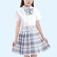 thumbnail image 1 of Placlothes Girls Short Sleeve Shirt Tops 3 Piece Outfits Big Girls Summer Fall Skirt Outfits Sets Solid Gray Birthday Kids Size 12 T, 1 of 3