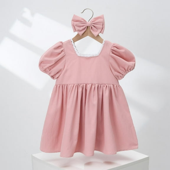 Placlothes Girls Two Piece Outfits Dressy Skirt Sets for Little Girls and Big Girls Solid Pink Summer Fall Birthday Party Clothes Size 1 T Kids Fashion