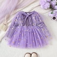 thumbnail image 1 of Placlothes Kids Girl Purple Princess Dress 1-6T: Built-in Cape, Long Sleeve, Golden Star Tulle & Velvet Top for Birthday/Christmas,Size 1 T, 1 of 9