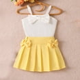 thumbnail image 1 of Placlothes Yellow Cotton Skirt and Cute Tops 2 Piece Outfit Sets for Little Girls Size 5T with Bow Summer Fall Birthday Skirt Outfits Kids, 1 of 8