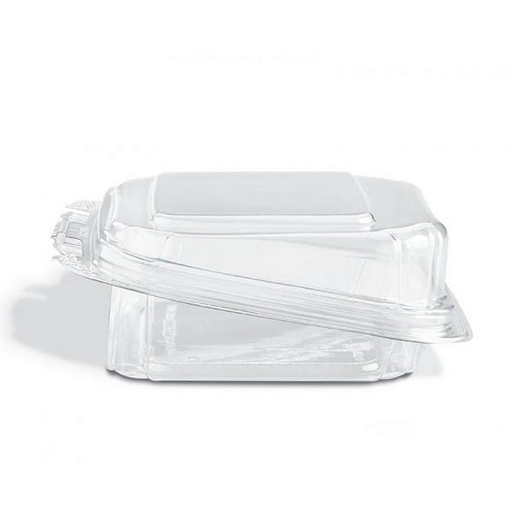 Placon 13 oz Crystal Seal Refresh Angled Container, 7" x 5.75" x 1.9", Clear | 200/Case