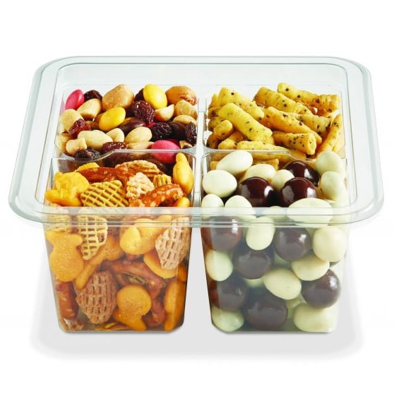 Placon Fresh 'N Clear GoCube 4 Compartment Base Container, 203849, Clear PET, 24oz., 6" X 6" X 2.65" | 300/Case