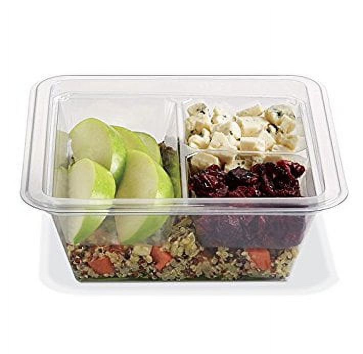 Placon Fresh 'n Clear 16 oz Clear Plastic Container with 3-Compartment Clear Insert Tray and Clear Lid, (100 SETS), PET Material, GoCubesв„ў - image 1 of 6