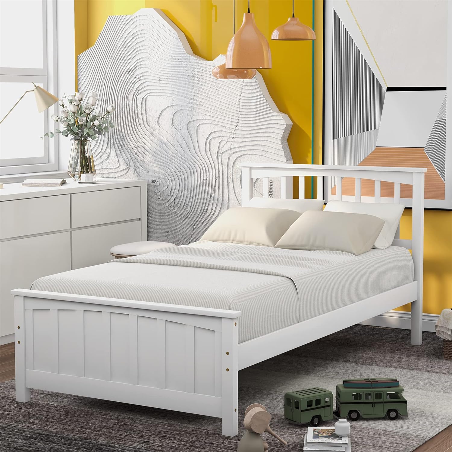 Plaform Bed Wood Bed Frame Wih Headboard Ad Fooboard, Bed Wih Wood Sla ...