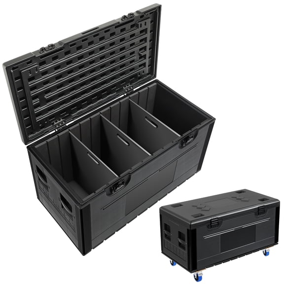 Plagage Cable Trunk 44"x22" ATA Road Case, Heavy Duty Utility Road Trunk Flight Case with Wheels Size Transport for Audio & DJ Equipment Storage(Includes 3 partitions)
