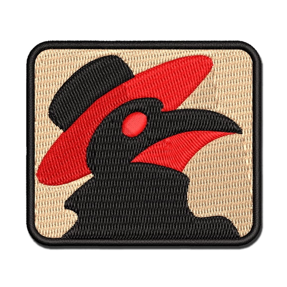 Plague Doctor Crow Raven Mask with Hat Applique Multi-Color Embroidered Iron-On Patch - 3 Inch Medium