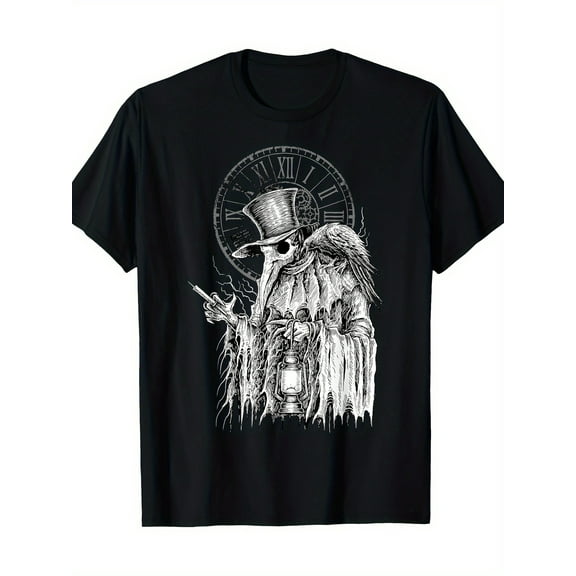 Plague Doctor Death Virus With Raven T-Shirt220g