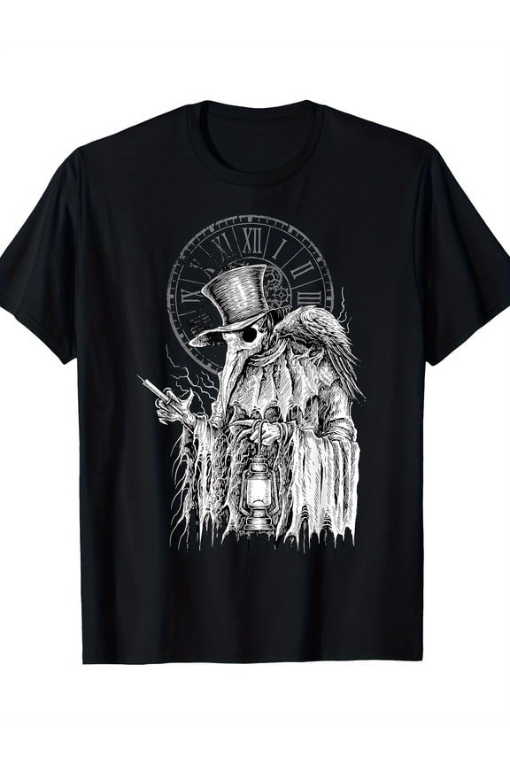 Plague Doctor Death Virus With Raven T-Shirt220g