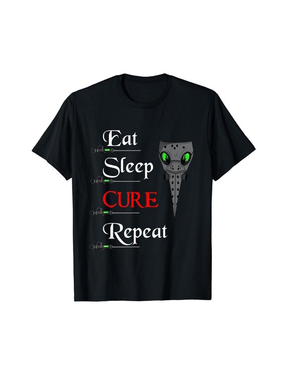 Plague Doctor Eat Sleep Cure Repeat Medieval Fantasy T-Shirt
