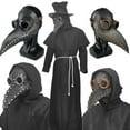 thumbnail image 1 of Plague Doctor Halloween Costume Bird Long Nose Beak PU Leather Steampunk, 1 of 7