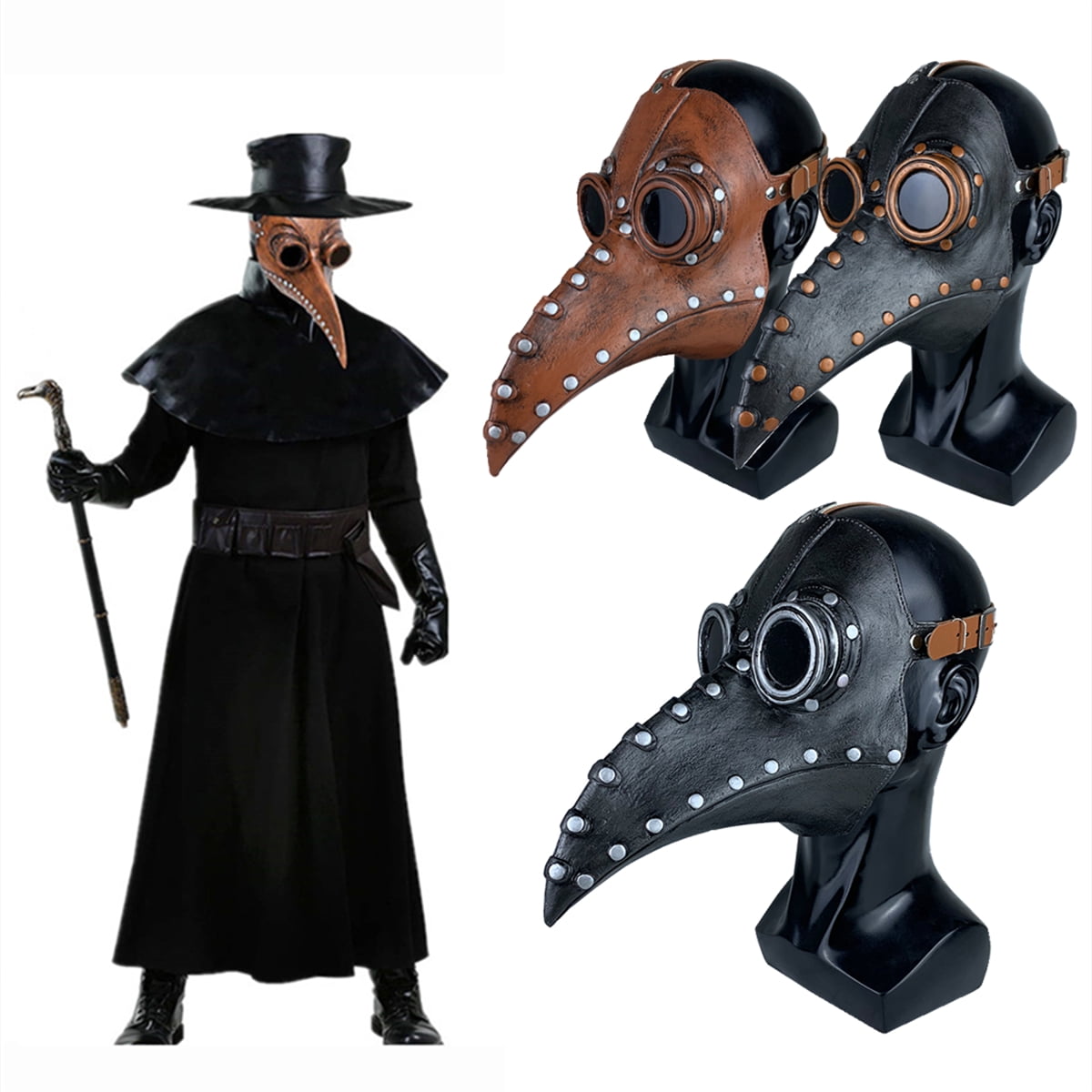 Plague Doctor Mask Bird Mask Long Nose Beak Cosplay Steampunk Costume ...