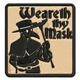 thumbnail image 1 of Plague Doctor Weareth Thy Mask Applique Multi-Color Embroidered Hook & Loop Patch - 3.5 Inch Large, 1 of 5