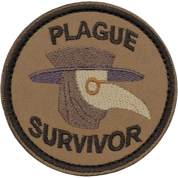 Plague Survivor Patch Geek Merit Badge Patch Tactical Morale Patch with Hook and Loop(Brown)