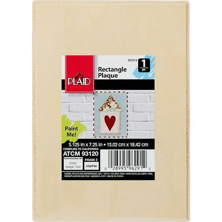 Plaid 0.34 in. H x 5.18 in. W x 7.37 in. L Natural Beige Wood Rectangle Plaque