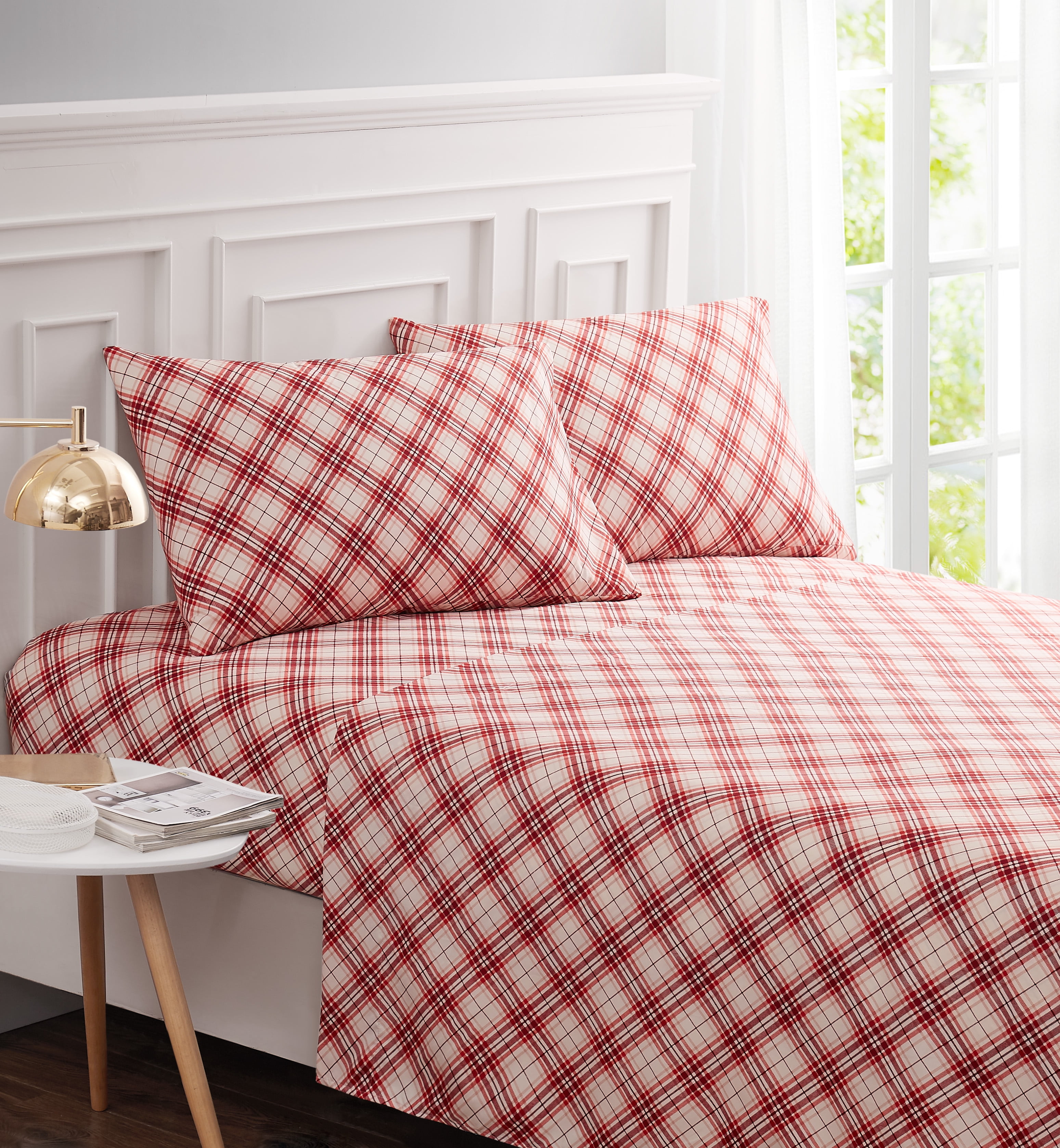Plaid 3-piece Sheet Set Twin Red