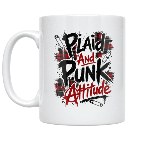 Plaid And Punk Attitude - Punk Style Enthusiast - 11 oz Ceramic Coffee Mug