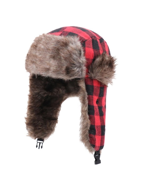 Plaid Aviator Trapper Hat Trooper Ear Flaps Ushanka Eskimo Bomber Russian Cold