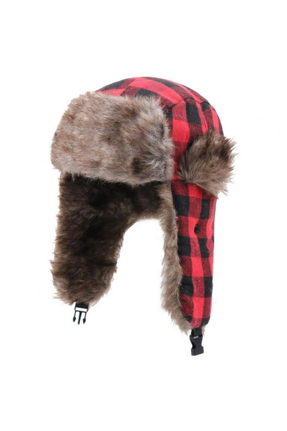 Plaid Aviator Trapper Hat Trooper Ear Flaps Ushanka Eskimo Bomber Russian Cold