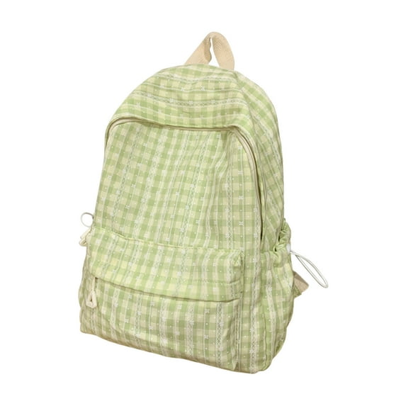 Plaid Backpack, Lightweight Travel Bag, Japanese Literary Style Summer Campus Backpack, Durable Nylon Material, Multiple Compartments, Reinforced Stitching, Comfortable Shoulder Straps