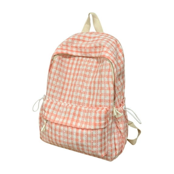 Plaid Backpack, Lightweight Travel Bag, Japanese Literary Style Summer Campus Backpack, Durable Nylon Material, Multiple Compartments, Reinforced Stitching, Comfortable Shoulder Straps