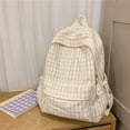 thumbnail image 1 of Plaid Backpack for Women, Large Capacity Lightweight Campus Bookbag for Campus College Youngsters, Waterproof Casual Travel Daypack with Laptop Sleeve, 1 of 7