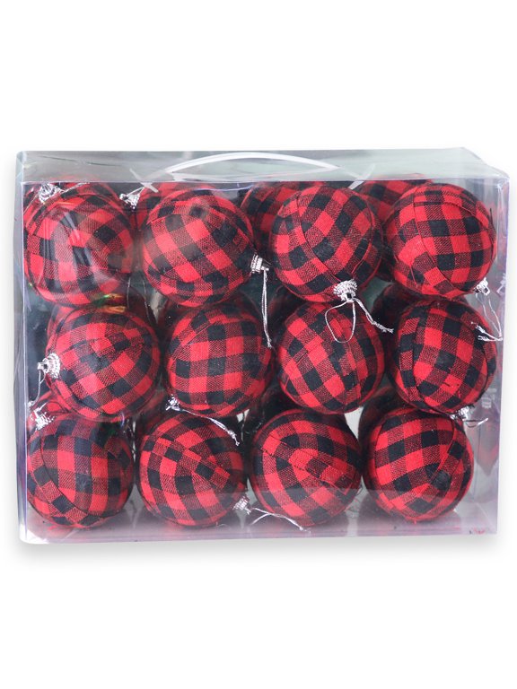 Plaid Ball Ornaments Christmas Decor Fabric Wrapped Balls Xmas Holiday for Home Decoration