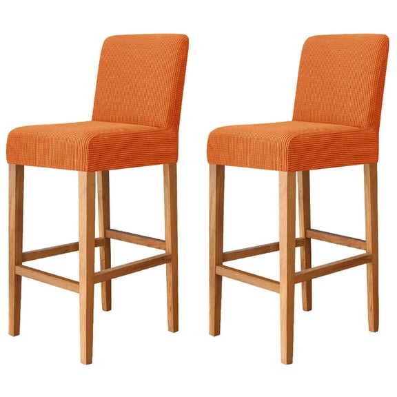 Plaid Bar Stool Covers, Stretch Barstool Slipcover Furniture Chair Seat Cover Elastic Dining Chair Covers Removable Washable for Short Back Chair-Light Grey-Set of 4