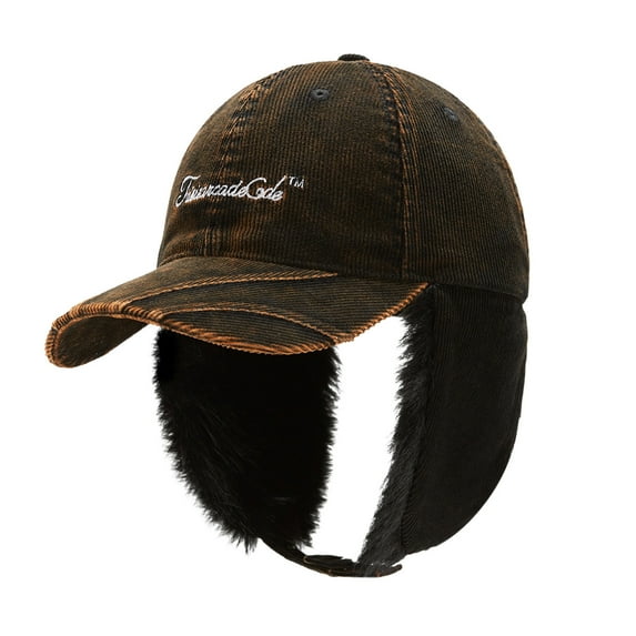 Plaid Baseball Cap Style Warm Ear Protection Hat, Tongue Design for Cold Weather, Outdoor Winter Hat with Ear Coverage