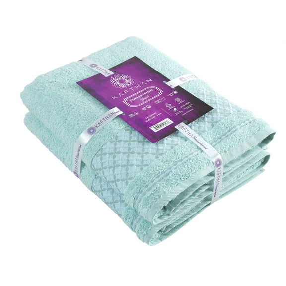 Plaid Bath Towel, Cotton Turkish Towels - Set of 2