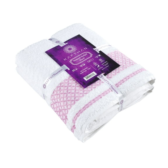 Plaid Bath Towel, Cotton Turkish Towels - Set of 2