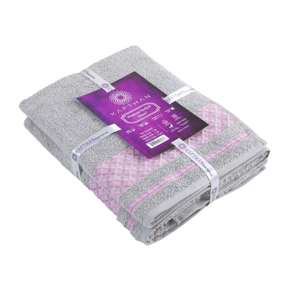 Plaid Bath Towel, Cotton Turkish Towels - Set of 4