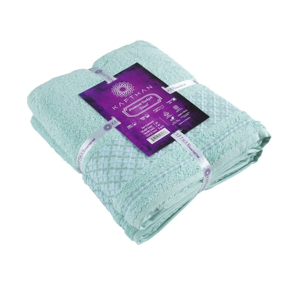 Plaid Bath Towel, Cotton Turkish Towels - Set of 4