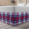 thumbnail image 1 of Plaid Bed Skirt, Classical British Tartan Design with a Modern Look Pink and Blue Tile Pattern, Elastic Bedskirt Dust Ruffle Wrap Around for Bedding Decor, 4 Sizes, Blue Pink Grey, by Ambesonne, 1 of 2