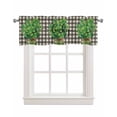 thumbnail image 1 of Plaid Black Linen Curtain Valance for Bedroom/Bathroom/Kitchen/Office/Living/Dining Room Windows, St. Patrick's Day Green Botanical Plant Rod Pocket Topper Decorative Cafe Drapes Panel 60"x18", 1 of 6