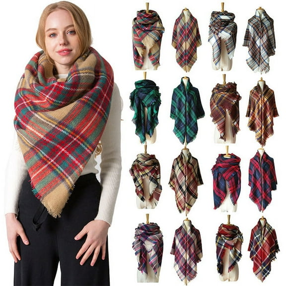 Plaid Blanket Scarf Women Big Oversized Long Scarves Warm Winter Tartan Checked Shawl Wrap Scarf Gift For Women