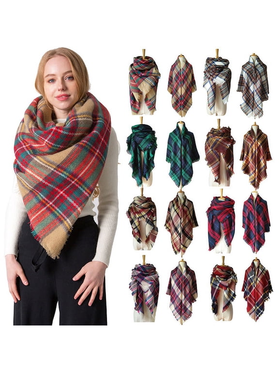Plaid Blanket Scarf Women Big Oversized Long Scarves Warm Winter Tartan Checked Shawl Wrap Scarf Gift For Women