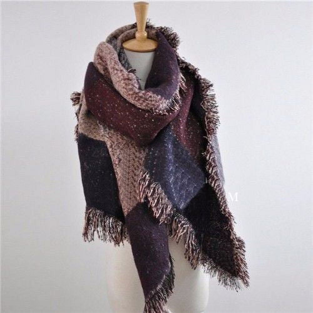 Lengthened Cashmere Winter Plaid Scarf Thick Blanket Warm